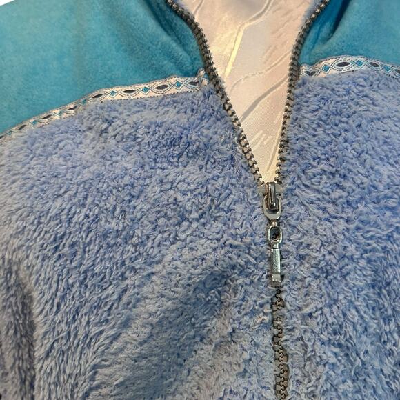 Wooly Bully Blue Fleece Womens Sz Large Full Zip Two Tone Blue Lightweight - Picture 11 of 16